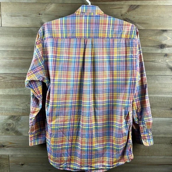 Gitman Brothers Mens Shirt Long Sleeve Button Plaid Colorful Made In USA Large - Picture 6 of 8